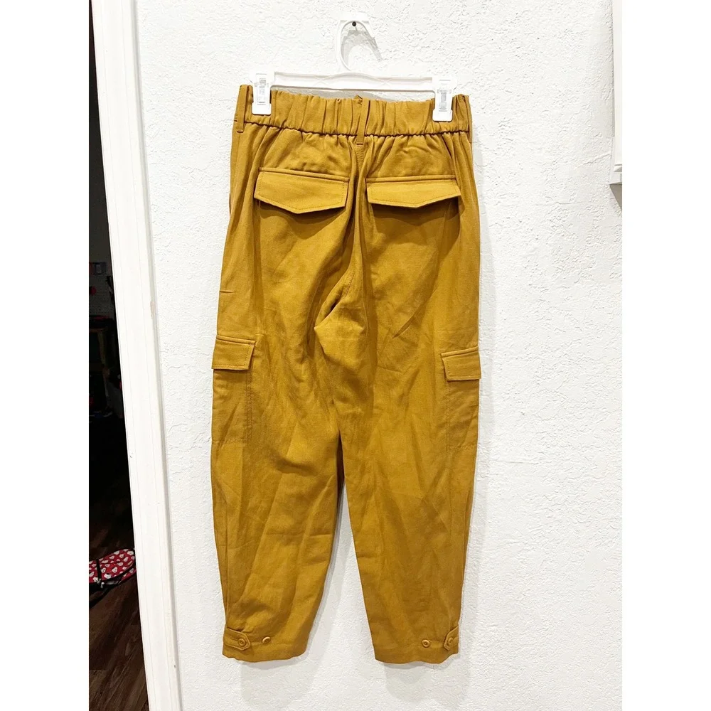 Banana Repulic Tencel Linen Tapered Cargo Pants Mustard New Bronze Pants Size 4